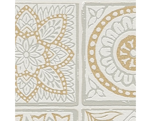 Behang met bloem- en geometrische motieven