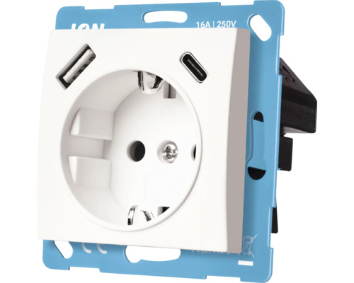 Stopcontact met USB A en USB C aansluiting