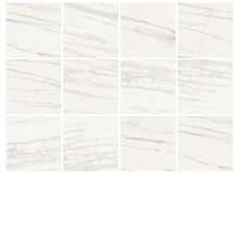 Meerdere witte tegels met marmerlook.