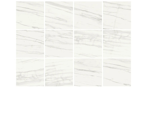 Meerdere witte tegels met marmerlook.