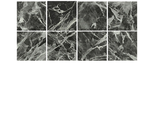 Acht keramische tegels met marmerlook