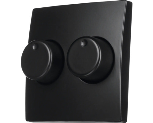 Zwarte dubbele draaiknopdimmer voor lichtregeling