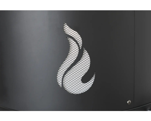 Detailopname van een kachel met vlammotief