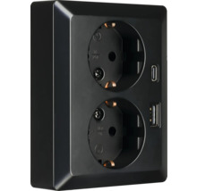 Dubbel stopcontact met USB- en USB-C-aansluiting