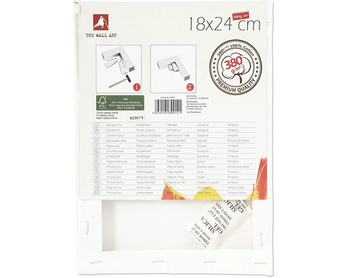 Canvasframe met afmetingen 18x24 cm en een gewicht van 380 gram per vierkante meter