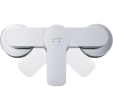 Laufen logo op een kraan voor een wastafel