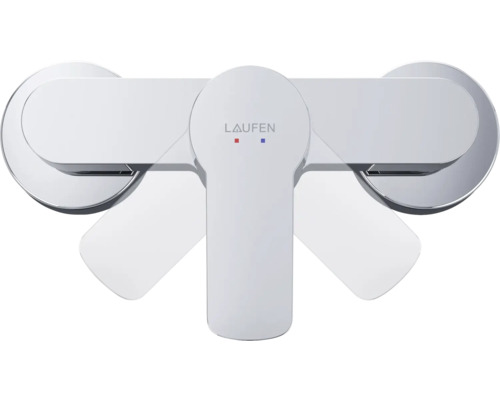 Laufen Logo op een opbouw wastafelkraan