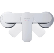 Laufen Logo op een verchroomde wastafelmengkraan