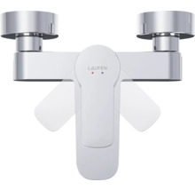 Laufen logo op een tweegreepsmengkraan