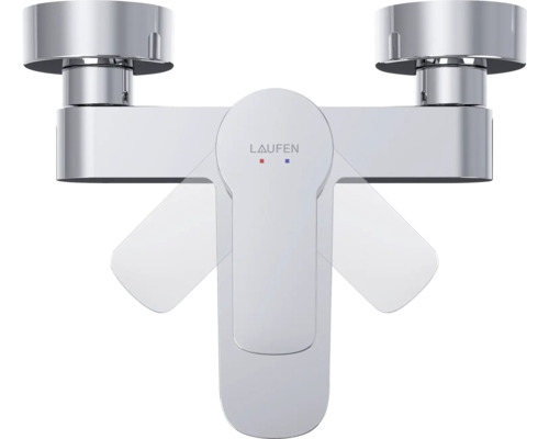 Opbouw badkraan van metaal met Laufen logo