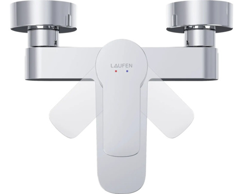 Wastafelkraan voor opbouwmontage met twee handgrepen en Laufen logo