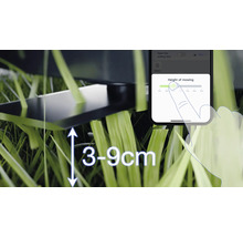 Instelling van de snijhoogte van 3 tot 9 centimeter op de robotmaaier via smartphone