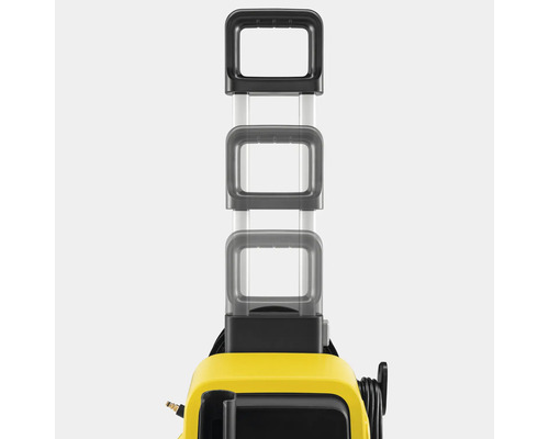 Telescopische handgreep van een gele reinigingsmachine