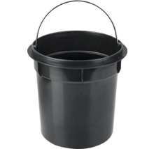 Zwarte emmer met metalen handvat