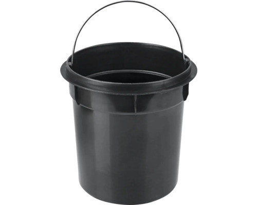 Zwarte emmer met metalen handvat