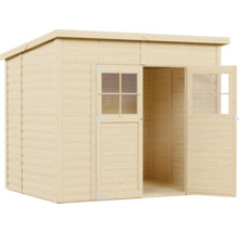 Houten tuinhuis met dubbele deur en ramen