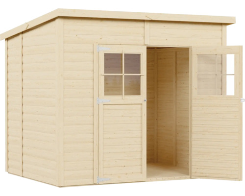 Houten tuinhuis met dubbele deur en ramen