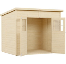 Open houten tuinhuis met dubbele deur