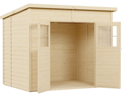 Open houten tuinhuis met dubbele deur