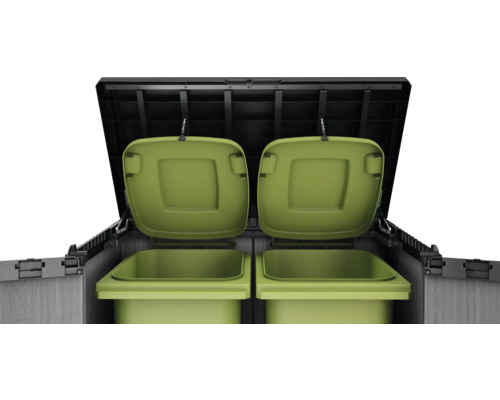 Afvalcontainerbox met twee groene afvalcontainers