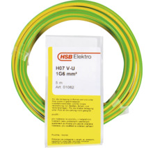 H07 V-U 1G6 mm² aardingsdraad, 5 meter, voor installaties