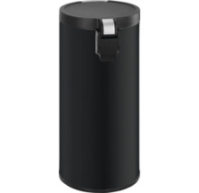 Zwarte metalen pedaalemmer met deksel en voetpedaal