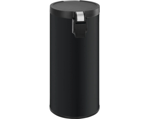 Zwarte metalen pedaalemmer met deksel en voetpedaal