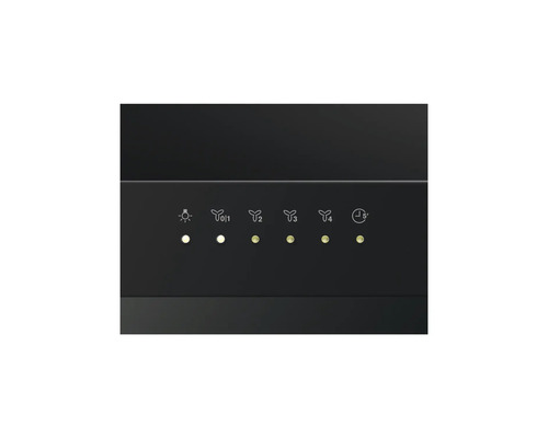 Bedieningspaneel van een afzuigkap met verschillende functie-indicatoren