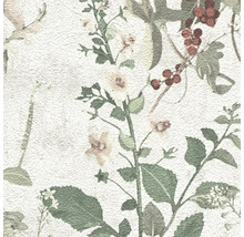 Behang met bloemmotief en bladeren