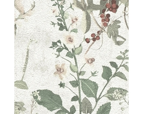 Behang met bloemmotief en bladeren