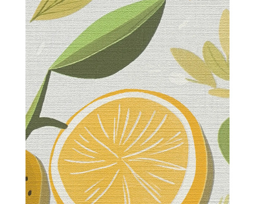 Detailopname van een behang met citrusvruchtenmotief