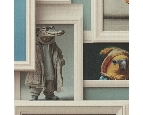 Behang met dierenmotieven in fotolijsten