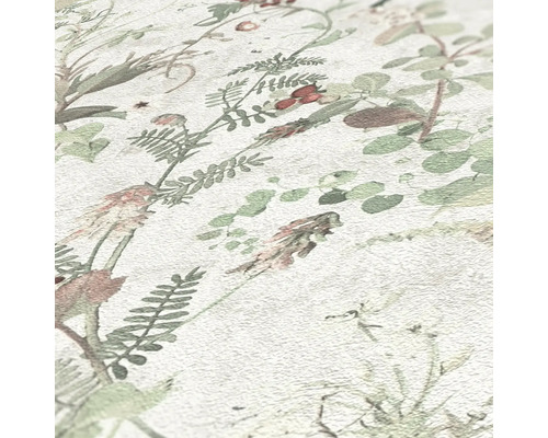 Close-up van een behang met plantenpatroon