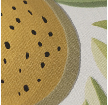 Close-up van een textielpatroon met fruitmotieven