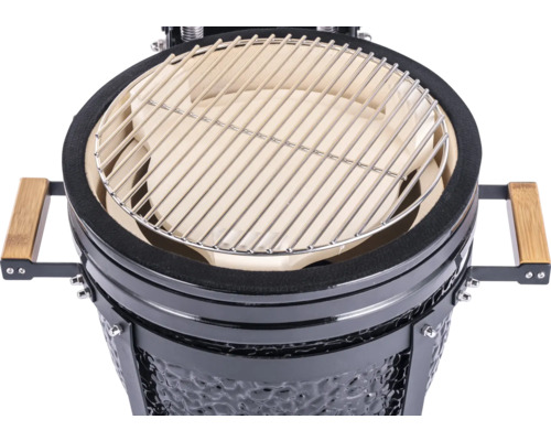 Keramische barbecue met grillrooster en bamboe handgrepen