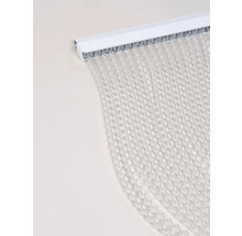 Kettinggordijn met spiraalvormige elementen bevestigd aan een rail