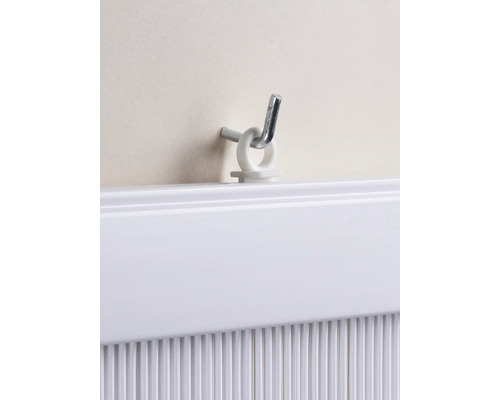 Bevestigingselement met schroefhaak aan een wandlijst