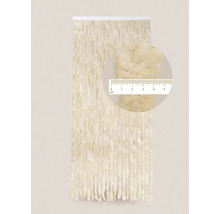 Decoratief gordijn van textieldraden met vergrote detailweergave