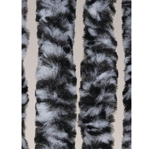 Detailopname van vier pluizige, gestreepte decoratieslingers