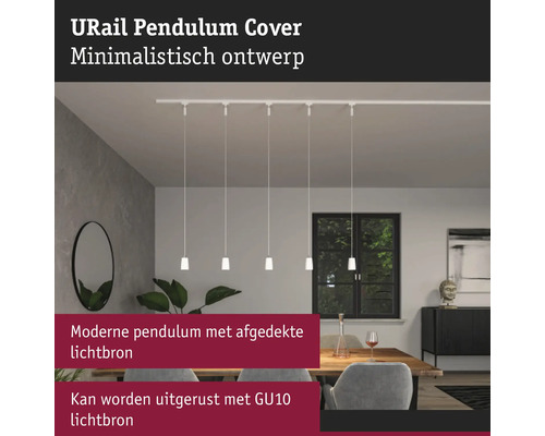 URail pendellamp met minimalistisch ontwerp boven eettafel