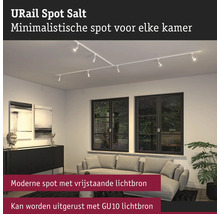 URail Spot Salt railsysteem met meerdere spots in de woonkamer