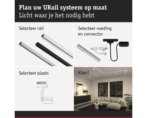 Illustratie voor het op maat plannen van een U-Rail systeem, dat licht biedt waar het nodig is.