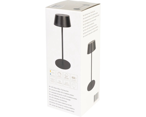 Verpakking van een LED solar tafellamp met accu