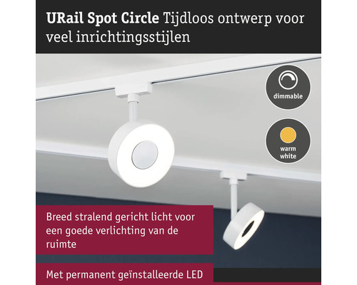 URail Spot Circle LED-Plafondlamp, dimbaar, warm wit