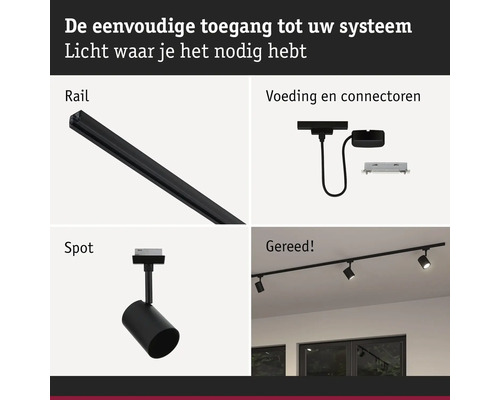 Onderdelen voor een railsysteem voor verlichting