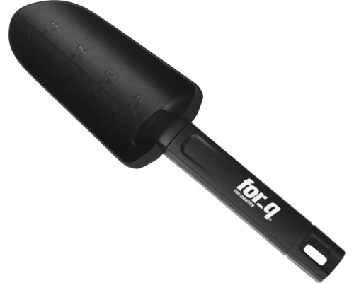 Kunststof tuinschep met dieptemarkering en For-Q logo