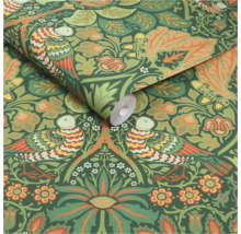 Behang met vogel- en bloemmotief