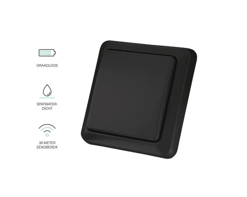 Zwarte, draadloze lichtschakelaar