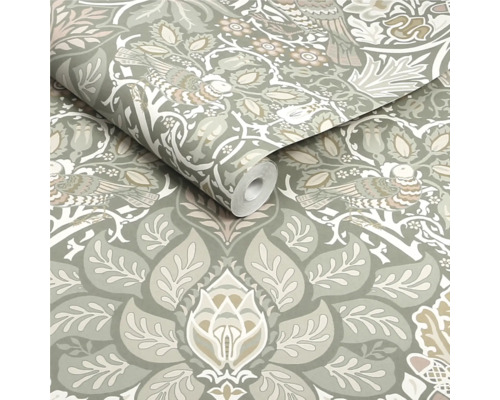 Behangrol met vogel- en bloemmotief