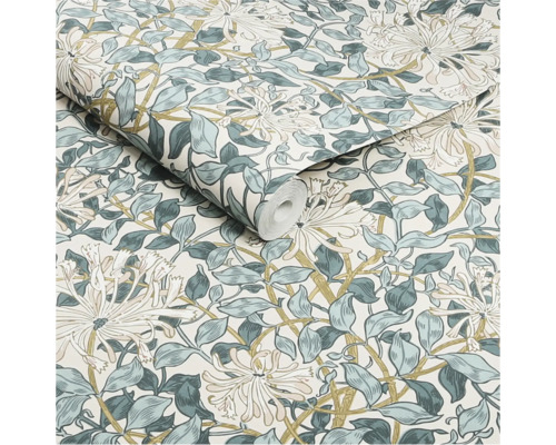 Rol behang met bladeren en bloemenpatroon